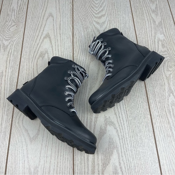 Sorel Women's Lennox Leather Lace-Up STKD WP Boots US8.5 Black / Sea Salt $190 - Picture 4 of 12